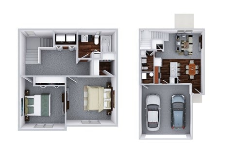Floor plan for 2 beds, 1.5 baths, 1113 sqft